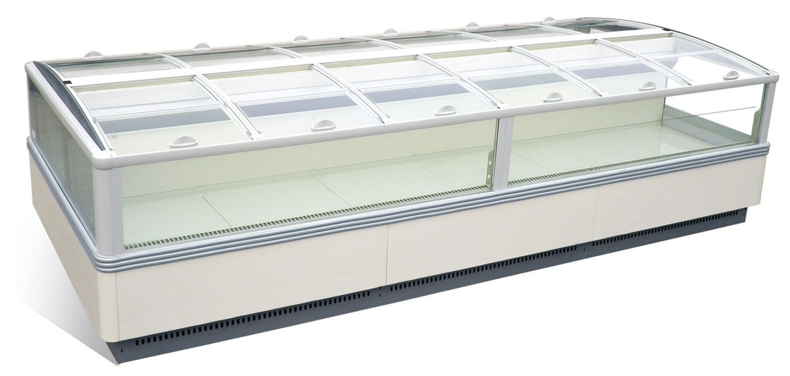 Refrigeradores de poupança de energia e congeladores do supermercado dos armários de exposição do alimento com a tampa do vidro de deslizamento